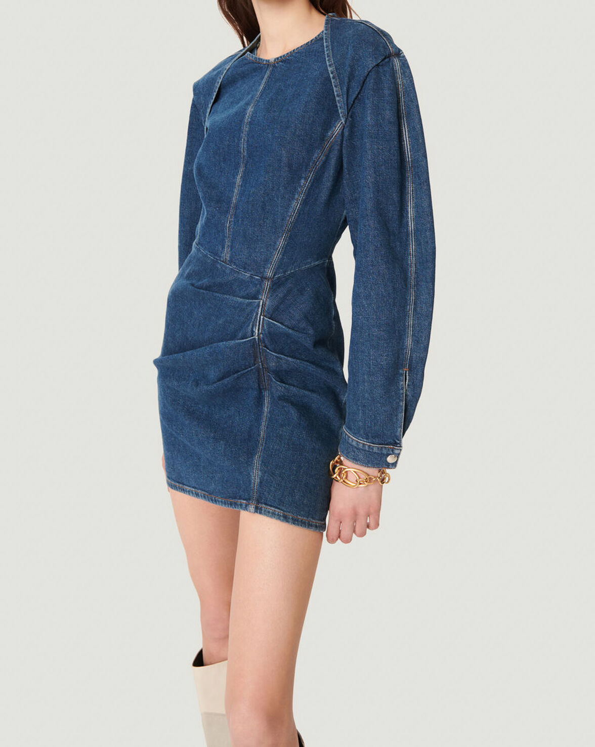 LENAY LONG SLEEVE DENIM MINI DRESS image number null